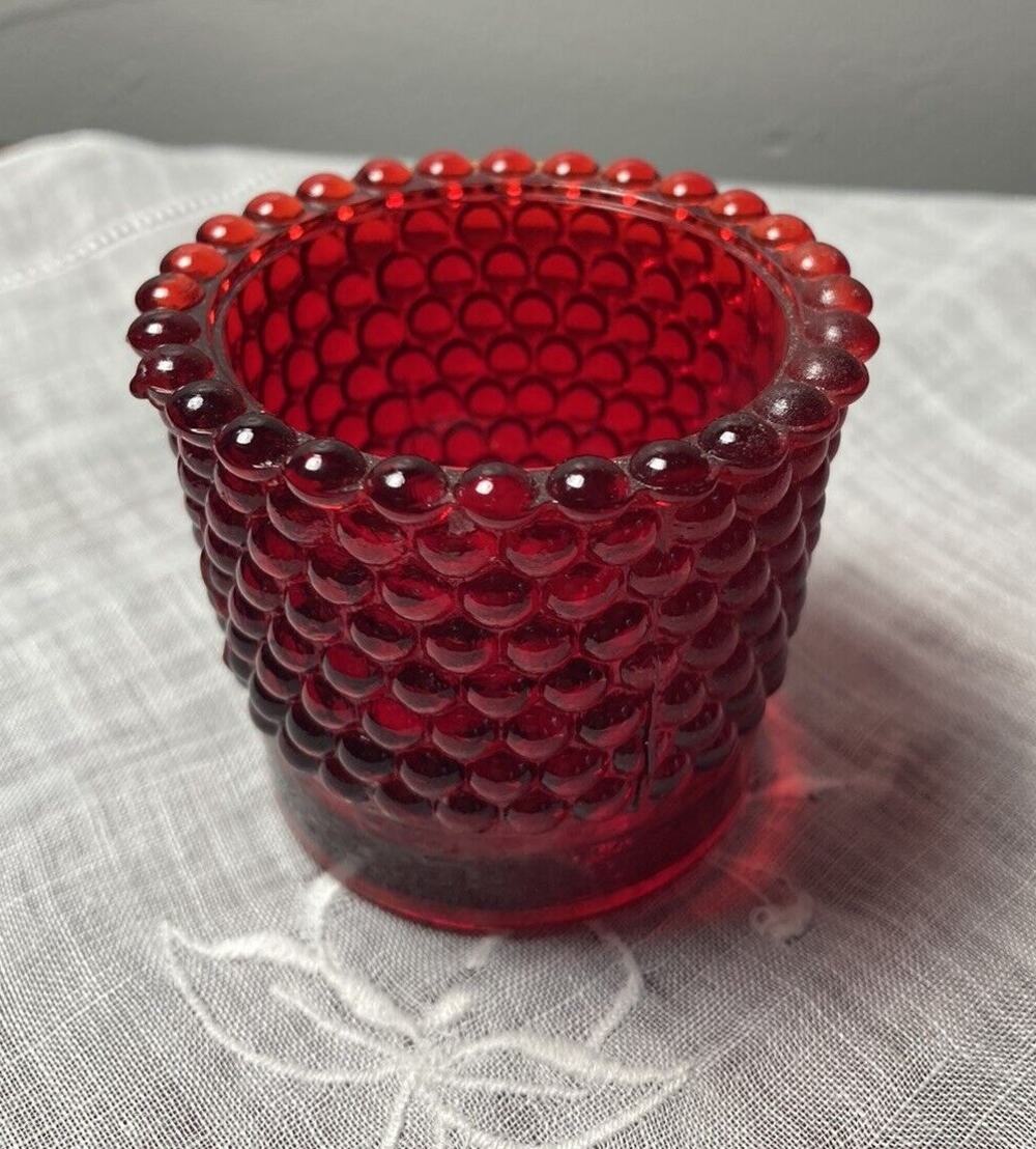vintage Ruby red glass candle holder